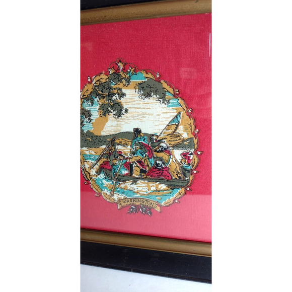 3 Vintage Fabric 3-D Retro Art Prints Paul Revere Ben Franklin George Washington - Picture 7 of 8